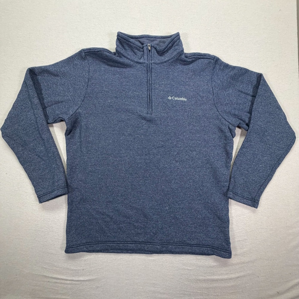 Columbia Quarter‎ Zip Pullover Mens Large Excellent Blue Heathered Fleece
